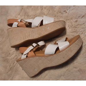 Kork-Ease Ava Sandals - White Leather Size 8